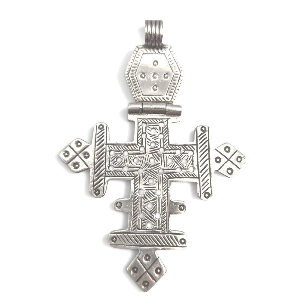 Ethiopian Cross Pendant Mens OS Silver Excellent 925 Sterling Coptic